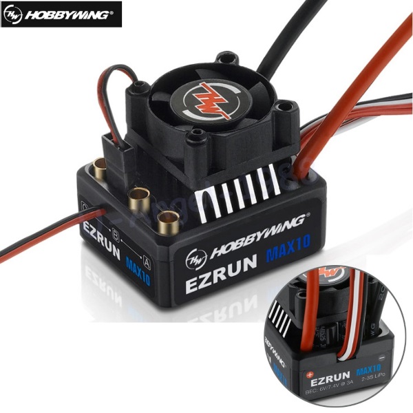 Бесколлекторный регулятор скорости Hobby Wing (#HW-EZRUN-MAX10) Ezrun Brushless Car ESC 60A w/ Reverse