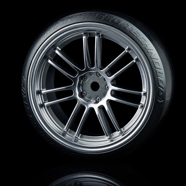 Колеса MST (#103020FS) Flat Silver Arc Tire w/ 7 Spoke 2 rib Wheels Offset (+3) CS-R (4P)