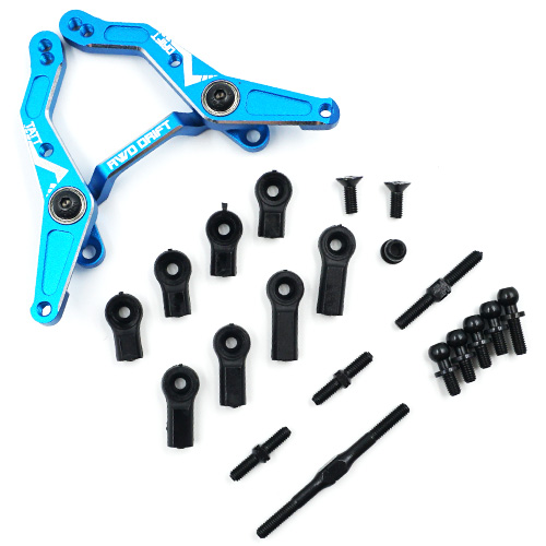 Рейка рулевая Yeah Racing (#TATT-014BU) Aluminum RWD Large Angle Steering Rack for Tamiya TT02 RWD Blue