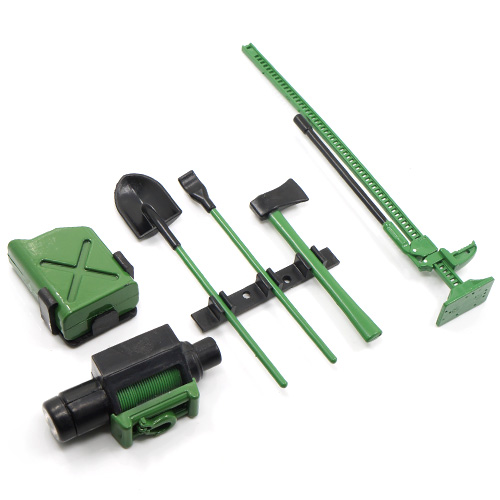 Набор трофи масштабный Yeah Racing (#YA-0356GN) 1/10 RC Rock Crawler Accessory Tool Set Axes Digging Shovel Oil Tank High Jack Winch Pry Bar (копия)
