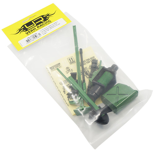Набор трофи масштабный Yeah Racing (#YA-0356GN) 1/10 RC Rock Crawler Accessory Tool Set Axes Digging Shovel Oil Tank High Jack Winch Pry Bar (копия)