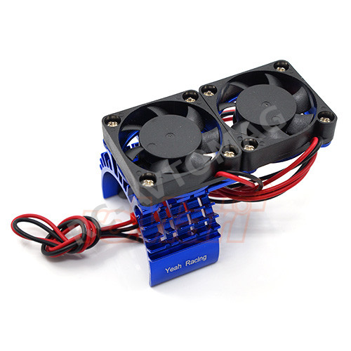 Радиатор с вентилятором Yeah Racing (#YA-0408BU) Aluminum 540 Motor Heat Sink w/ Cooling Twin Fans Blue