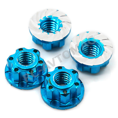 Гайки колёсные Yeah Racing (#YA-0448LB) 4mm Aluminium Wheel Flange Lock Nut 4pcs For RC Car Blue