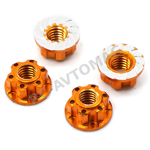 Гайки колёсные Yeah Racing (#YA-0448OR) 4mm Aluminium Wheel Flange Lock Nut 4pcs For RC Car Blue