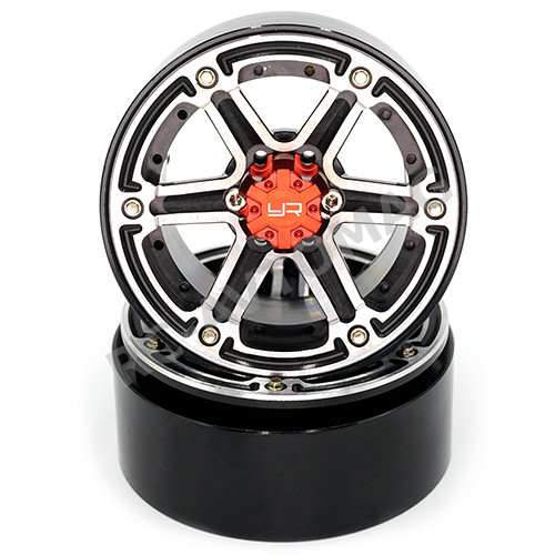 Диски бедлоки Yeah Racing (#WL-0118BK) 2.2 Aluminum CNC 6 Spoke Beadlock Wheel w/Wheel Hub 2pcs Black