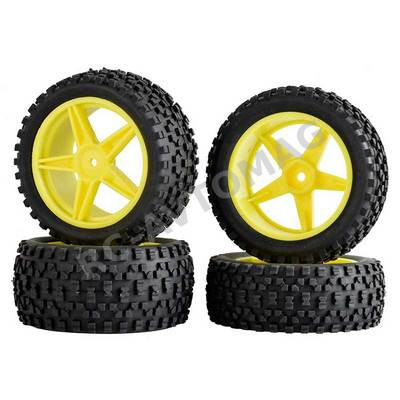 Колёса багги HSP (#06008Y) Wheels 5 Spoke Yellow 4 pcs