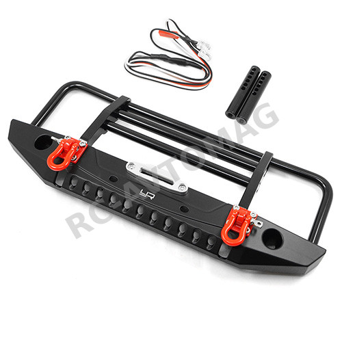 Бампер передний алюминиевый Yeah Racing (#TRX4-032BK) Aluminum Alloy Front Bumper w/LED Light For TRX-4/ SCX10 / II / HPI Venture / Gmade Bom