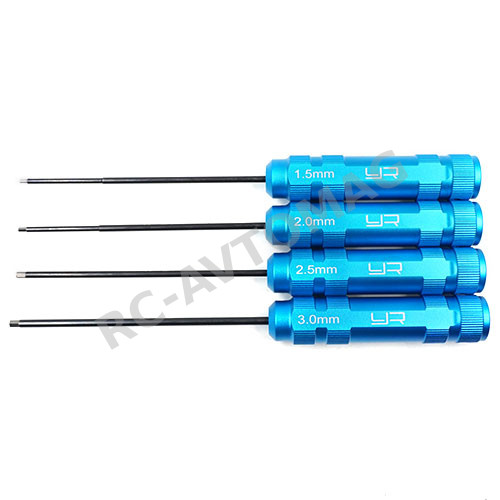Набор шестигранников Yeah Racing (#YT-0065BU) Factory Allen Wrench Set 1.5, 2.0, 2.5, 3.0mm Blue