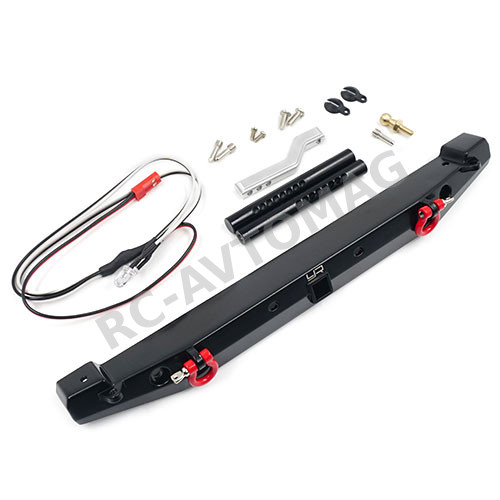 Бампер передний Yeah Racing (#TRX4-058BK) Aluminum Alloy Tow Hook Rear Bumper w/ LED For Traxxas TRX-4 SCX10 II