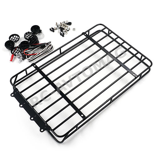 Багажник на крышу Yeah Racing (#TRX4-059) Metal Roof Rack w/ White Leds For TRX-4 Bronco Axial SCX10 II Cherokee