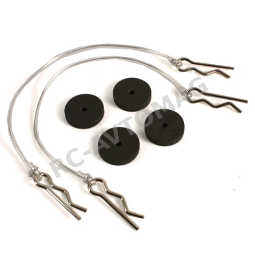 Клипсы Yeah Racing (#YA-0241BK) Body Protect Sponge Pad(BK) with wire 175mm & clip set for all 1:8 cars