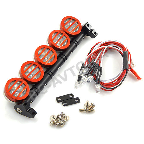 Сонары Yeah Racing (#YA-0370RD) 1/10 Aluminum Roof 5 WhiteLED Light Set For RC Truck Crawler