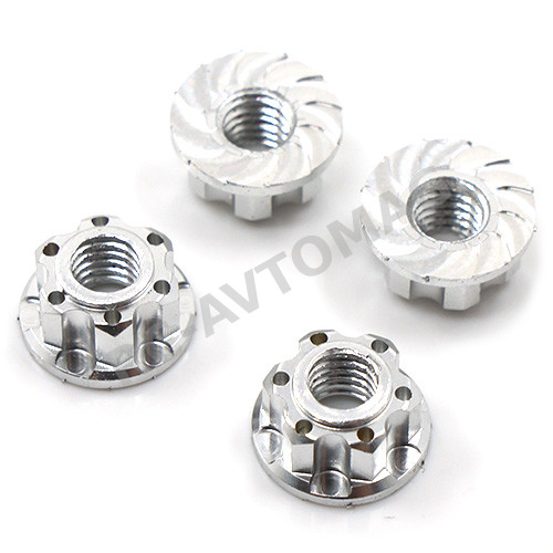 Гайки колесные Yeah Racing (#YA-0448SV) 4mm Aluminium Wheel Flange Lock Nut 4pcs For RC Car Silver