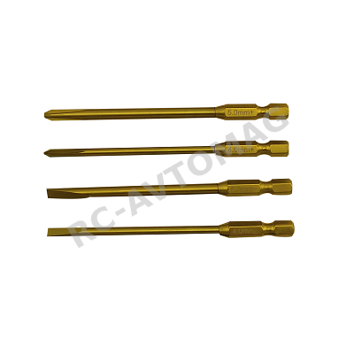 Набор отверток RCTurn (#RTT01004) Premium Titanium Tips 4pcs (6.35mm)  Phillips 4.0+/5.0+ Flat 4.0-/5.0-