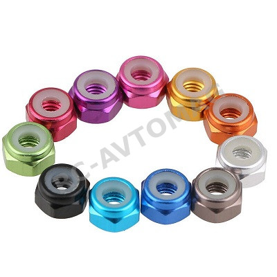 Гайки колесные RCTurn (#RTLN01024) Hex Nylon Lock Nut M4 Regular CCW 10pcs/bag