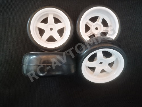 Колеса RC Turn (#DF01A2) A2 - White 1/10 Drifting Tires 62*26mm Hex 12mm Hub