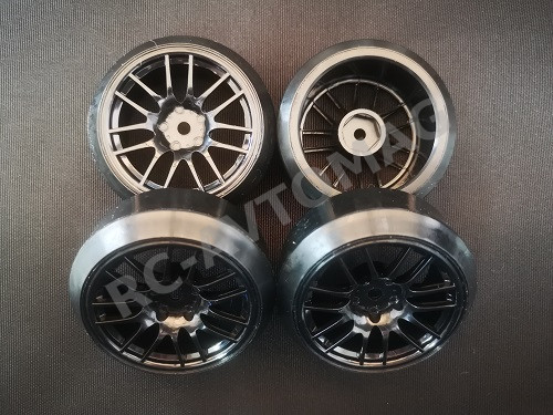 Колеса RC Turn (#DF02A1) A1 - Black 1/10 Drifting Tires 62*26mm Hex 12mm Hub