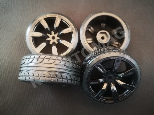 Колеса RC Turn (#DF04A1) A1 - Black 1/10 Drifting Tires 62*26mm Hex 12mm Hub