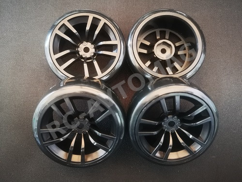 Колеса RC Turn (#DF03A1) A1 - Black 1/10 Drifting Tires 62*26mm Hex 12mm Hub