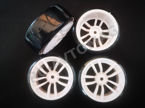 Колеса RC Turn (#DF03A2) A2 - White 1/10 Drifting Tires 62*26mm Hex 12mm Hub