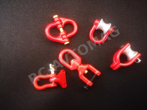 Крюк металлический RC Turn (#RTEL013A2) 1/10 Scale Tow Shackles - Red Crawler SCX10/TRX4
