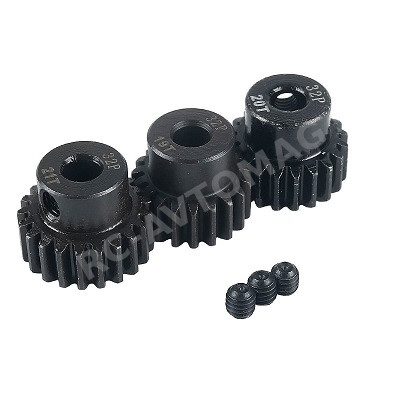 Пиньен RCTurn (#RTG02A11T) HSS M1 Motor Pinions Gear - Black for 5mm shaft M4 Screw Hole with set screw  for 1/8 RC Car