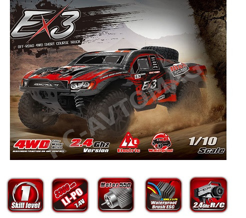Радиоуправляемый шорт-корс RemoHobby (#RH10EX3PRO) 1/10 Scale Electric 2.4GHZ RC Off-Road EX3 4WD RTR