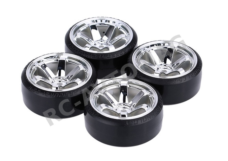 Колеса HSP (#O1CN01CH) A1 - Chrome 1/10 Drifting Tires 62*26mm Hex 12mm Hub