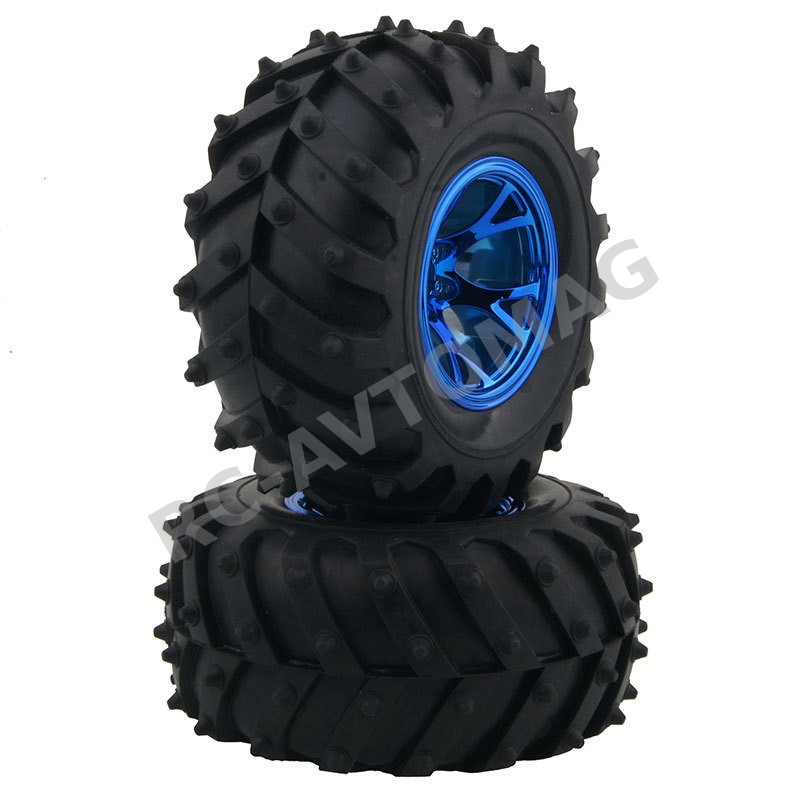 Колёса внедорожные Austar Hobby (#AUH128BL) Tire Black/Wheel Blue 128mm 4in