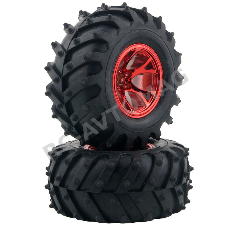 Колёса внедорожные Austar Hobby (#AUH128R) Tire Black/Wheel Red 128mm 4in
