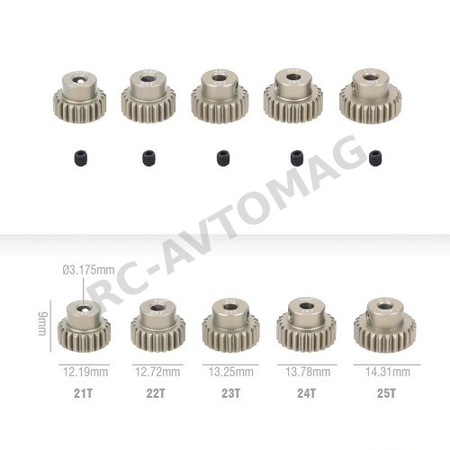 Пиньён Rocket (#RC-4825) Aluminum 7075 Hard Coated Motor Gear/Pinions 48P 25T