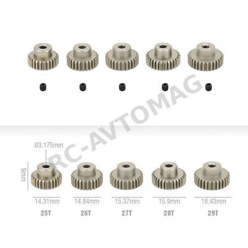 Пиньён Rocket (#RC-4826) Aluminum 7075 Hard Coated Motor Gear/Pinions 48P 26T