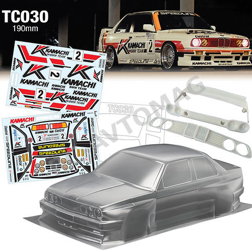 Кузов TeamC (#TC030) 1/10 BMW E30 M3 W/3D Wing/Bumper, 190mm