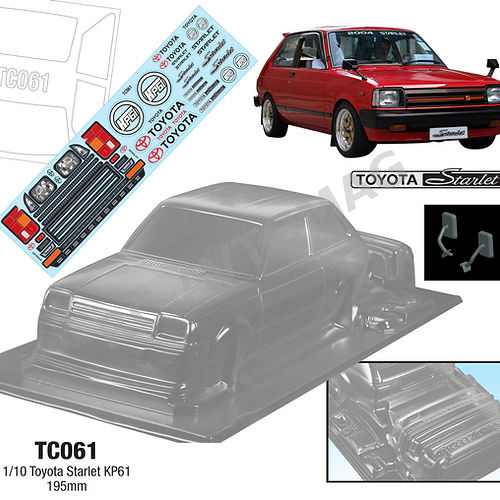Кузов TeamC (#TC061) 1/10 Toyota Starlet KP61 , 195mm