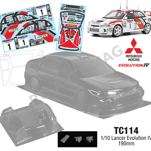 Кузов TeamC (#TC114) 1/10 Lancer Evolution IV, 190mm