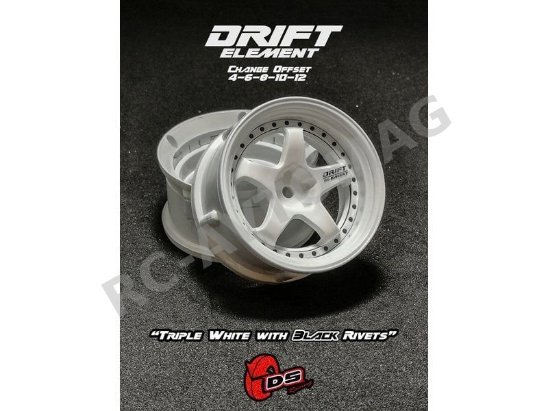 Диски DS Racing (#DS-DE-002) 5 Spokes (Tri WHITE/BLACK Rivets) Wheel for Drift Car 2 pcs