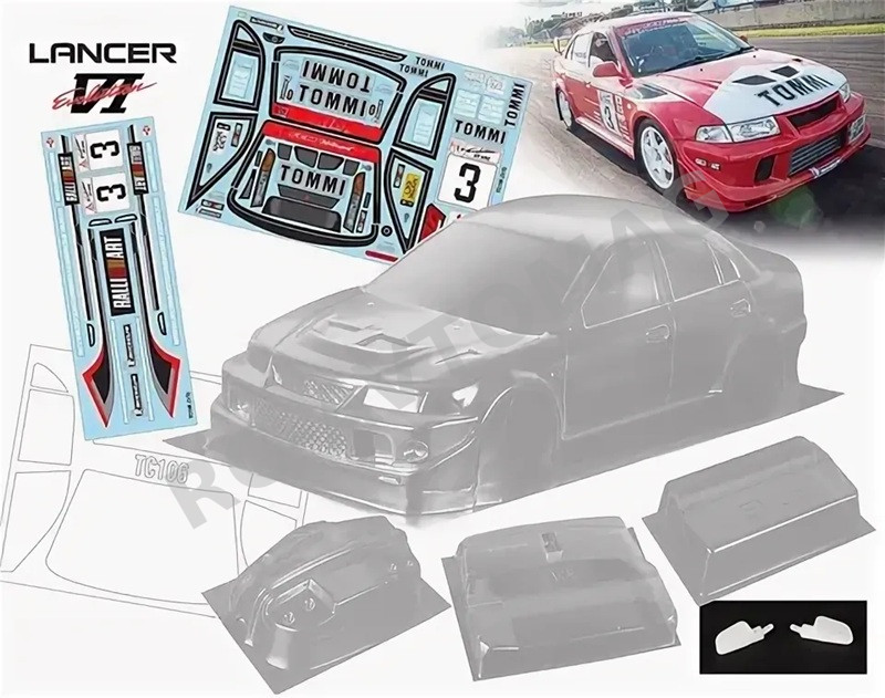Кузов TeamC (#TC106)  1/10 Mitsubishi Evolution 6 Rally, 190mm