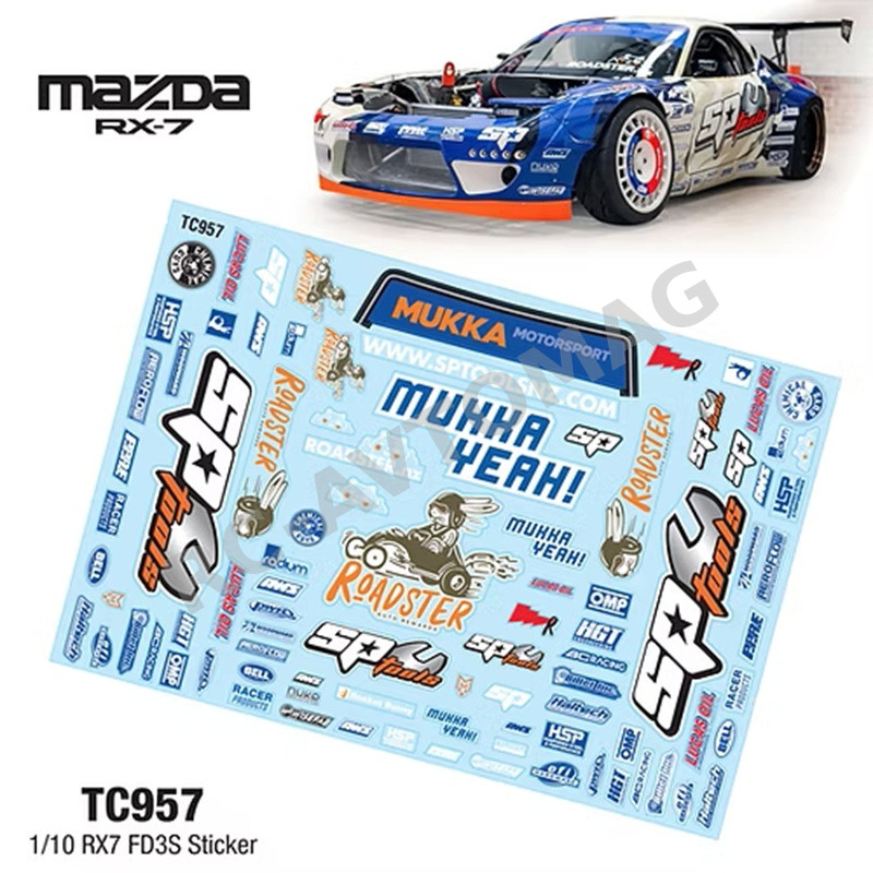 Наклейки TeamC (#TC957) 1/10 RX7 FD3S Mukka Sticker, A4