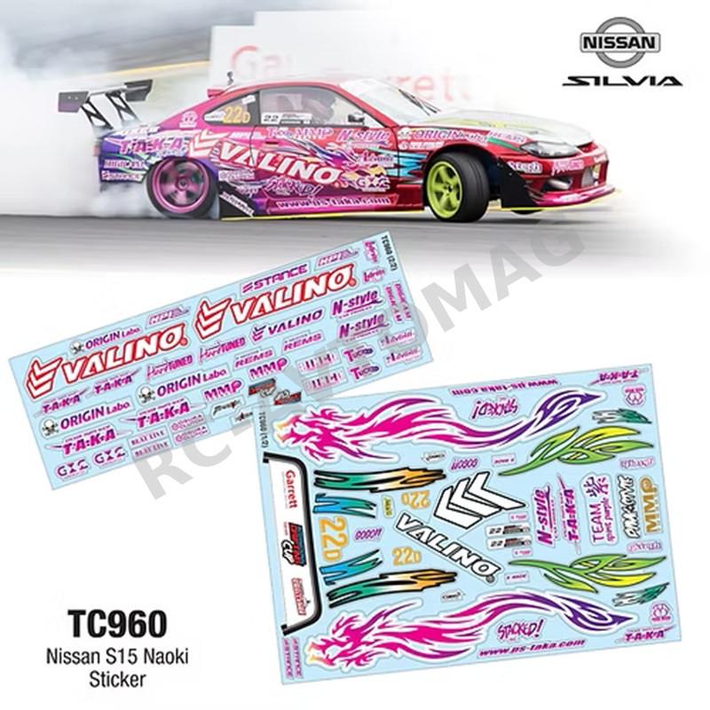 Наклейки TeamC (#TC960) 1/10 Nissan S15 Naoki Sticker, A4