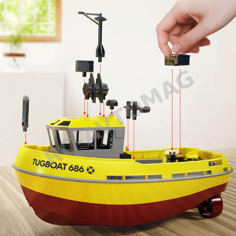Радиоуправляемая модель буксира Pinecone Boat (#SG-686-Y) 1/72 4WD RTR