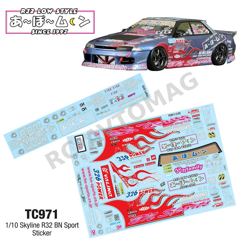 Наклейки TeamC (#TC971) 1/10 Skyline R32 BN Sport Sticker, A4