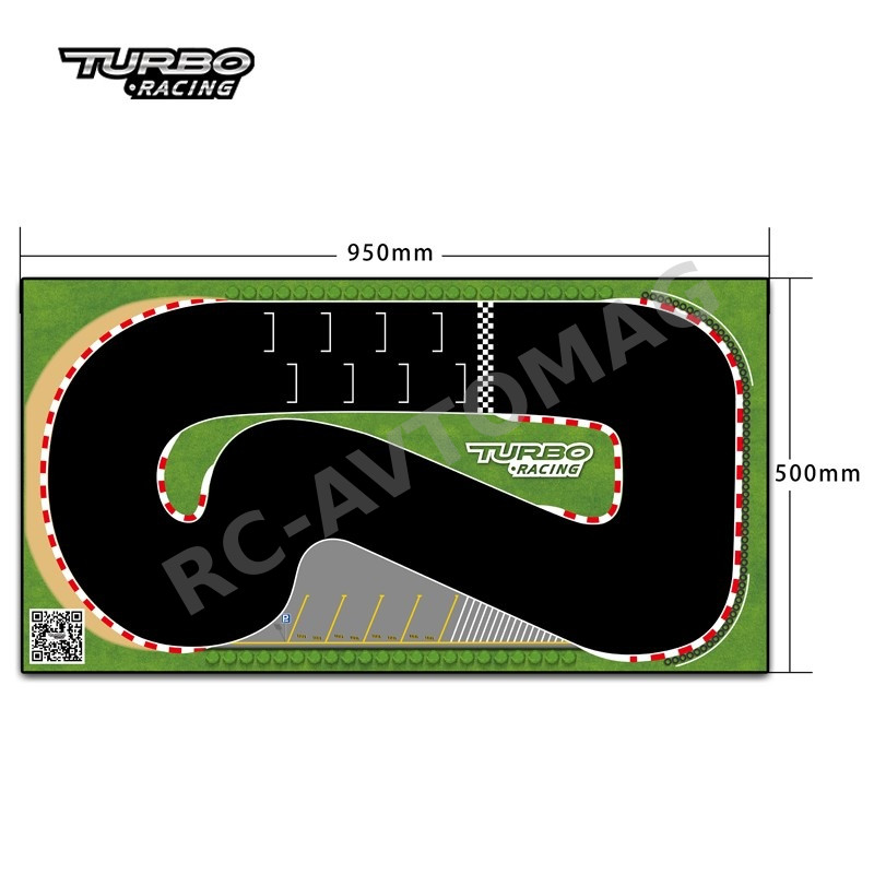 Трасса для шоссейно-кольцевых гонок TURBO RACING (BZ3266) 1/76 Flat Sports Car Track 950X500MM  (without guardrail)