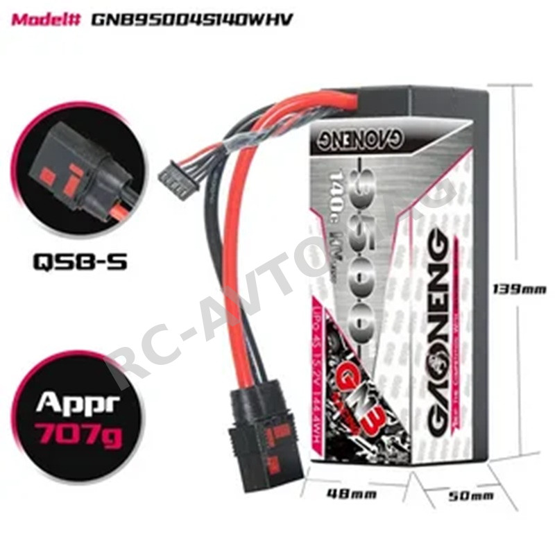 Аккумулятор Li-Po GAONENG (#GNB95002S140WHV) GNB Lipo 9500MAH 2S 7.4V 140C