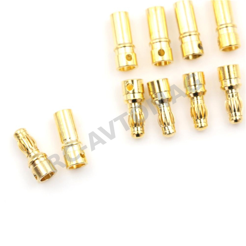 Коннектор RC Turn (#RTP02002) 3.5mm Gold Plated Banana Plug Male&Female 5 pair/bag (10pcs)