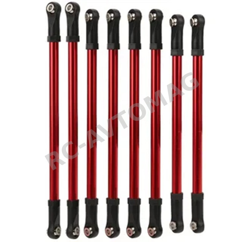 Тяги алюминиевые RC Turn (#RTUP025B02) Alloy Suspension Links Set for 313mm Wheelbase 1/10 RC Crawler - Red 313 Wheelbase, 8pcs/set 145/137/130x6mm (SCX10 II) 7mm Plastic Rod End