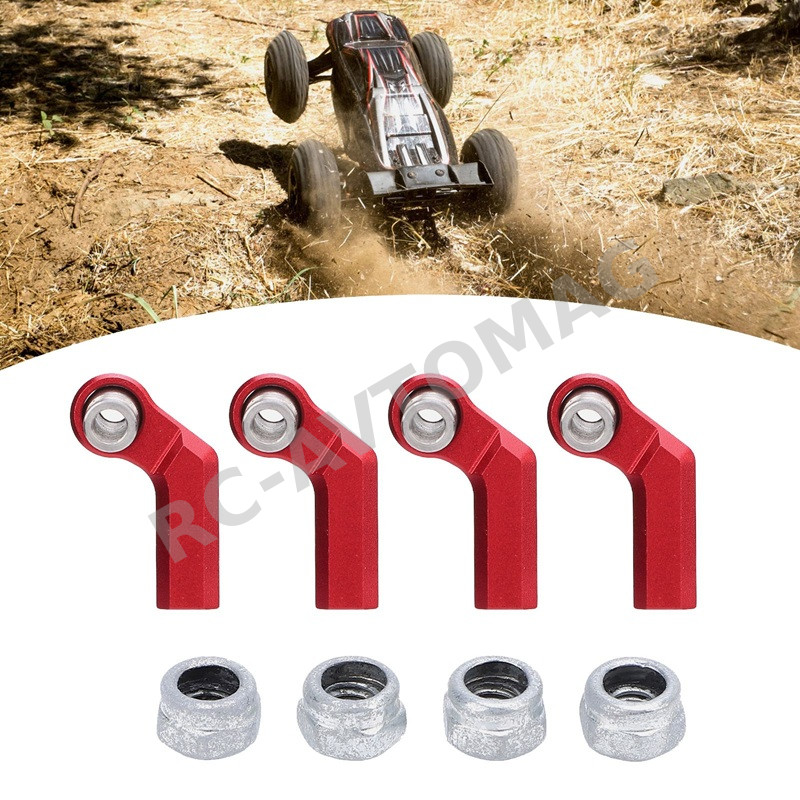 Алюминиевые наконечники тяг RC Turn (#RVP24B02RD) Aluminum Curved Link Steering Rod Ends with M4 CW Thread Bore for 1/10 RC Crawler 4pcs: Red