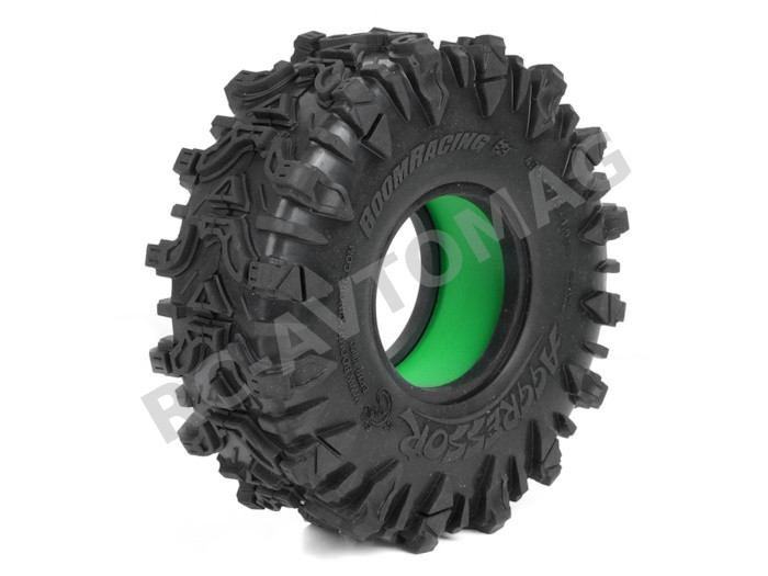 Шины Boom Racing (#BRTR19009-S-RM) AGGRESSOR™ 1.9" GEKKO™ RED 4.75"x1.75" 120x44.5mm RC Crawler Tire + Rock Monster™ Green Foam Insert (2)