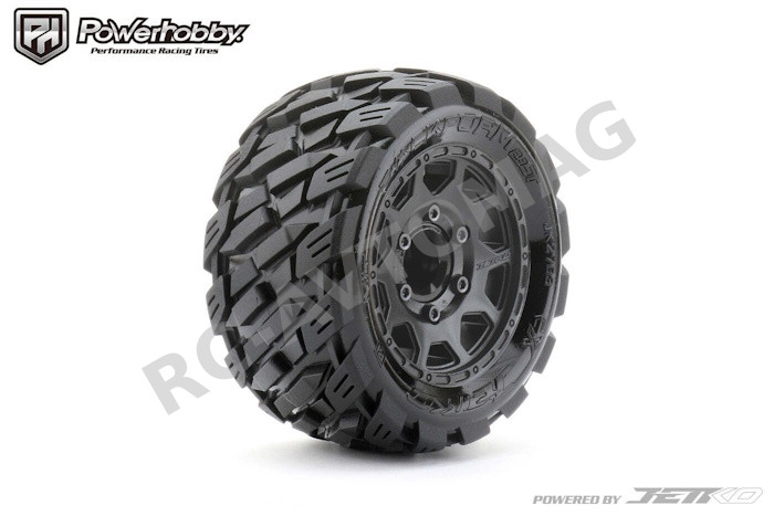 Колеса для внедорожья JETKO (#JKO3103CBMSGN) 1/10 SC EX-ROCKFORM/Claw Rim/Black/Medium Soft/Glued