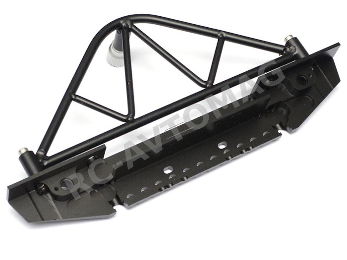 Бампер передний Team Raffee (#TRC/302248BK) Axial SCX10 Steel Tough Rear Bumper W/ Shackles Led Light & Spare Tire Mount Black