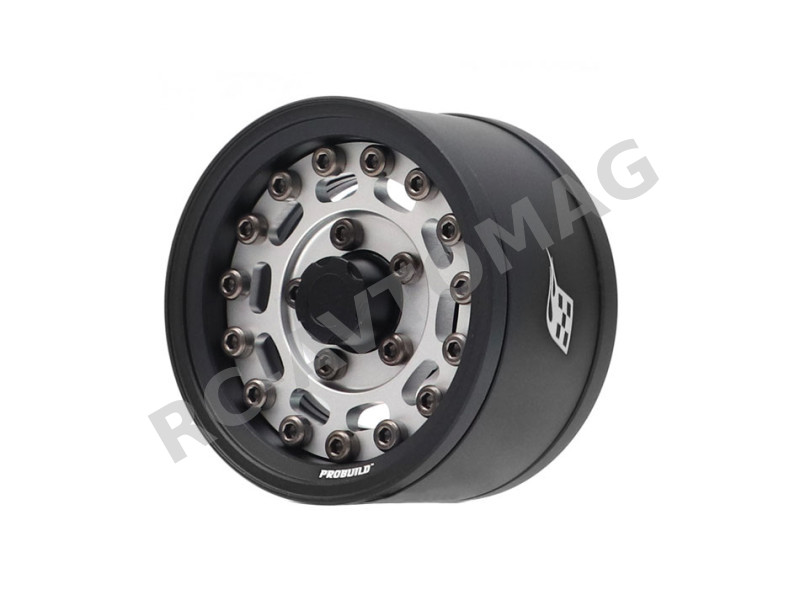 Диски бедлоки для краулеров/трофи Boom Racing (#BRPB155014MBKFS) ProBuil 1.55" MAG10 Adjustable Offset Aluminum Beadlock Wheels (2) Matte Black/Flat Silver
